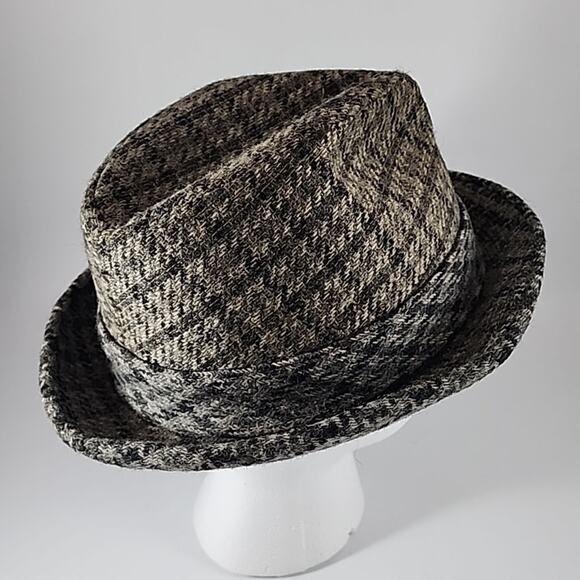 Vintage Stetson Fedora Hat Men's 6-3/4 Gray Houndstooth - Picture 5 of 9